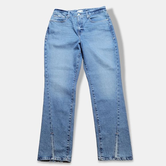 Good American Good Boy Twisted Slit Ankle Jeans Women's size 14 / 32 High Rise - Picture 2 of 16